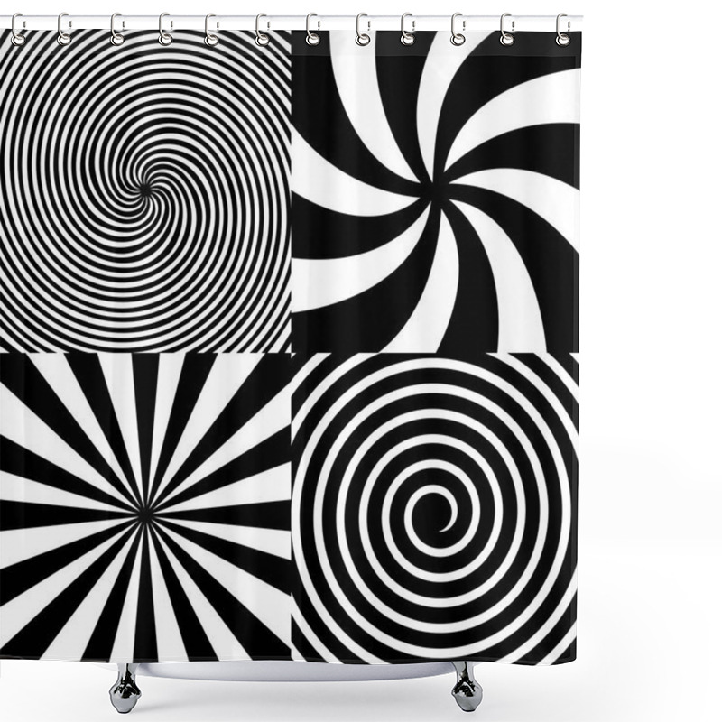 Personality  Creative Vector Illustration Of Hypnotic Psychedelic Spiral. Art Design Radial Rays, Twirl, Twisted, Sunburst, Vortex. Abstract Concept Graphic Element. Comic Effect Shower Curtains