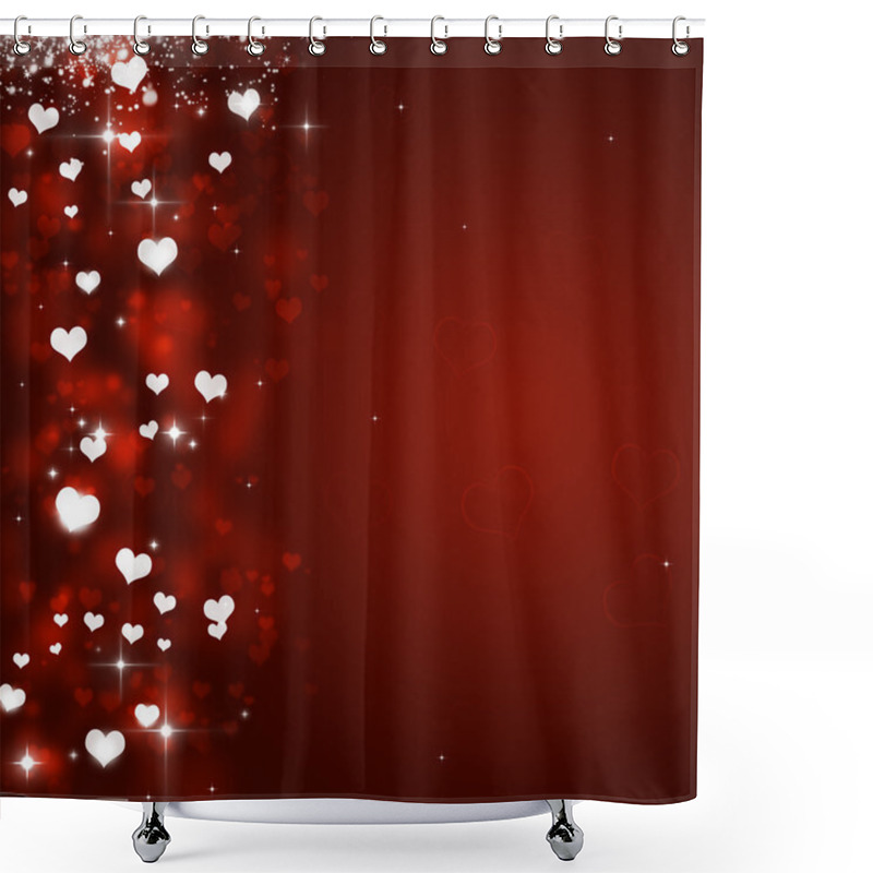 Personality  Valentine Hearts Red Background Shower Curtains