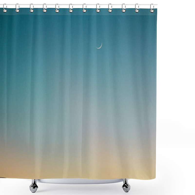 Personality  A Serene Twilight Sky With A Crescent Moon Glowing Softly. Shower Curtains