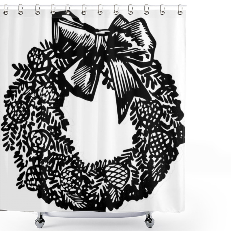 Personality  Christmas Wreath Shower Curtains