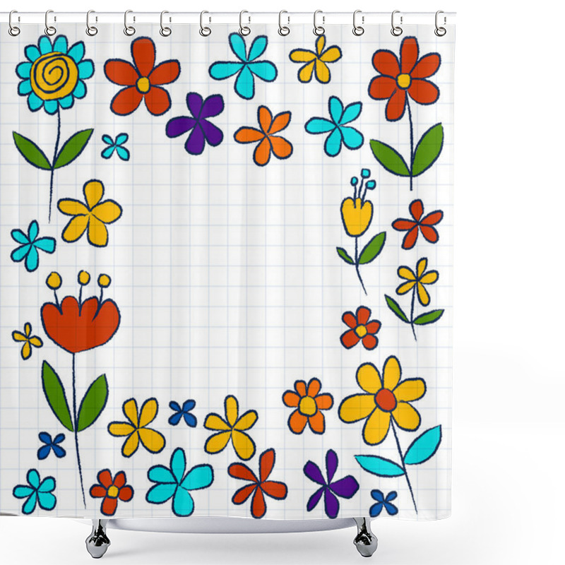 Personality  Vector Set Of Doodle Flowers Shower Curtains