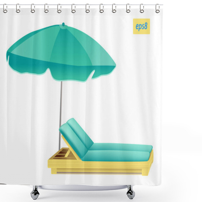 Personality  Beach Umbrella And Chaise Shower Curtains