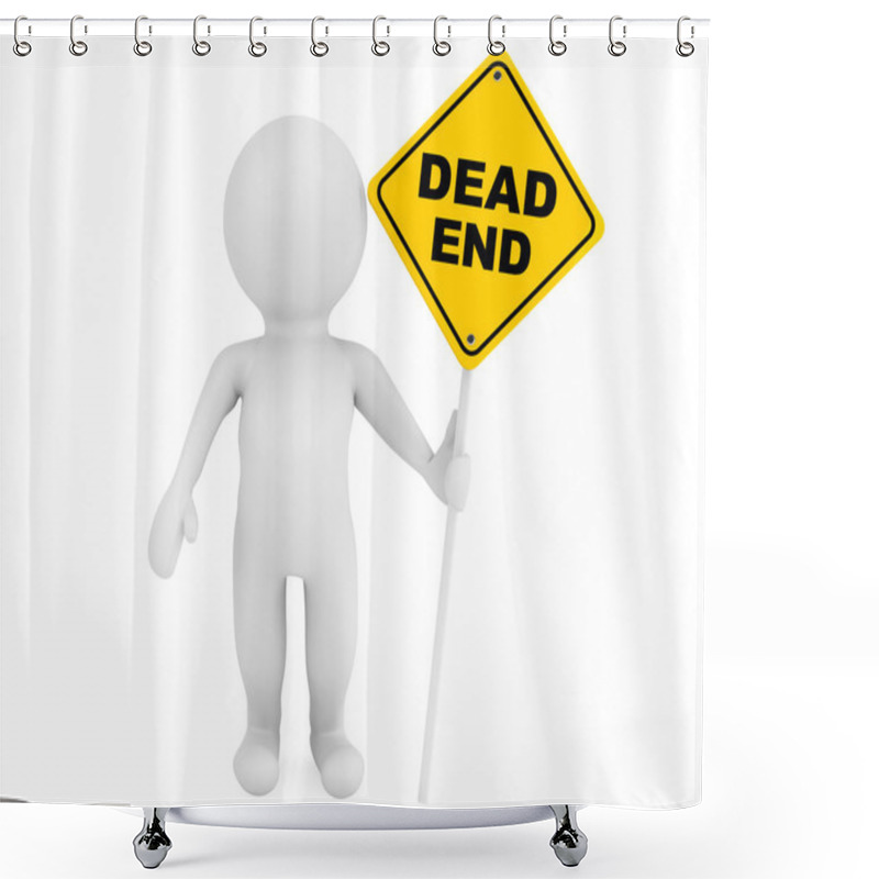 Personality  3d Person With Dead End Traffic Sign Shower Curtains