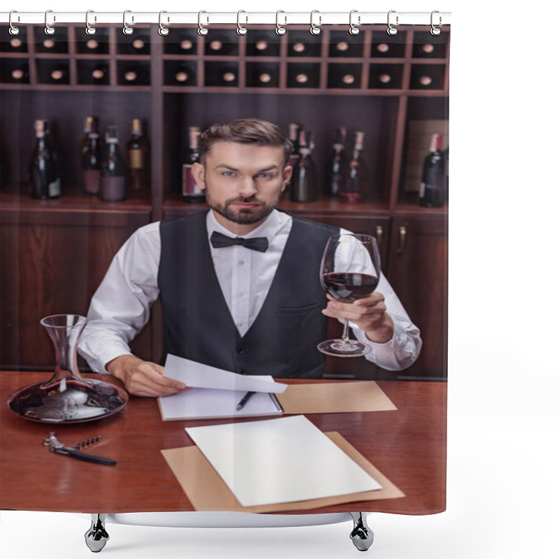 Personality  Sommelier Tasting Wine Shower Curtains