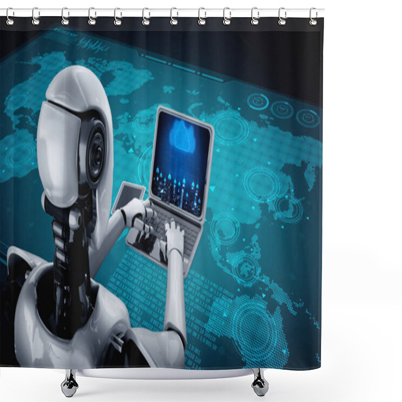 Personality  AI Robot With Artificial Intelligence Using Modish Computer Software By Machine Learning System Shower Curtains