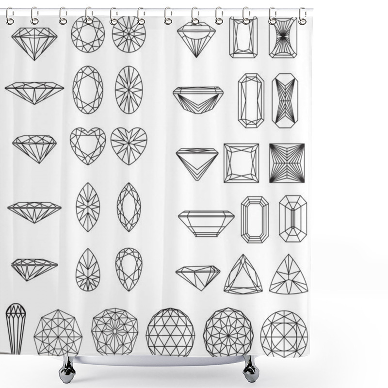 Personality  Set Of Shapes Of Diamond In Wireframe Shower Curtains