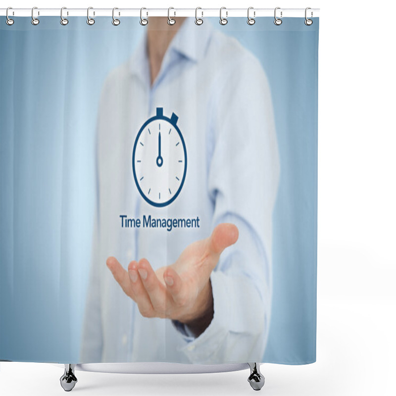 Personality  Businessman With Clock Watch Expecting Deadline Shower Curtains