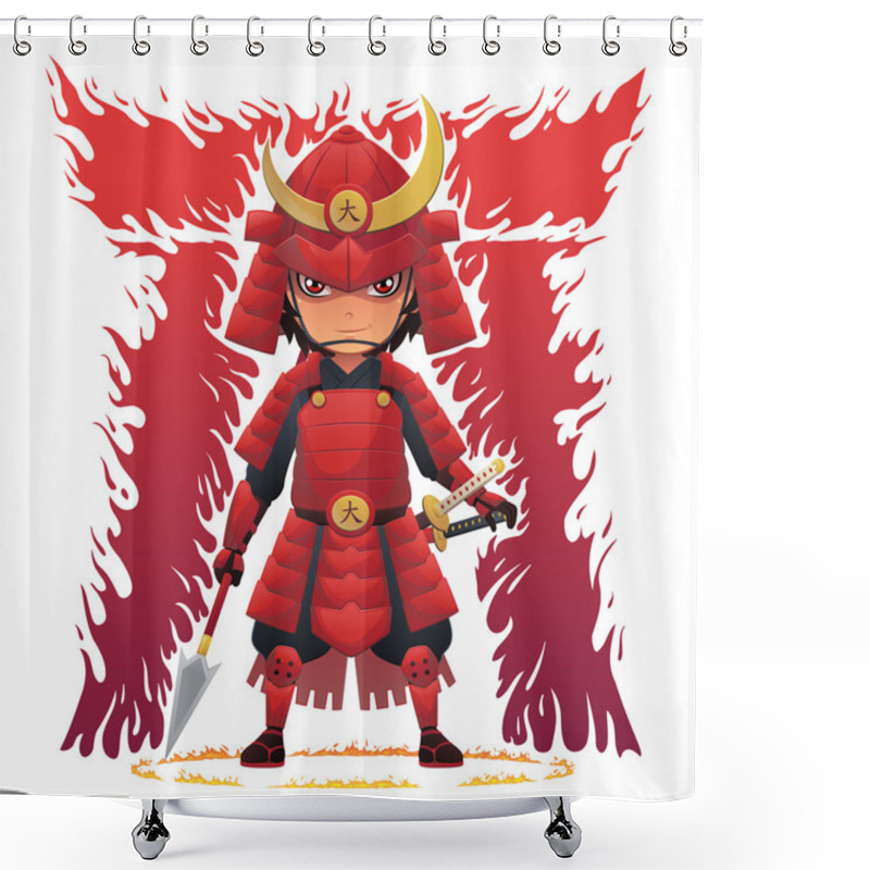 Personality  Red Armor Samurai Shower Curtains