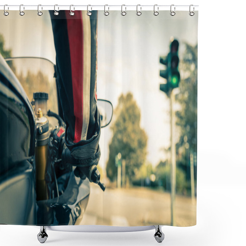 Personality  Motorcyclist On The Road Shower Curtains