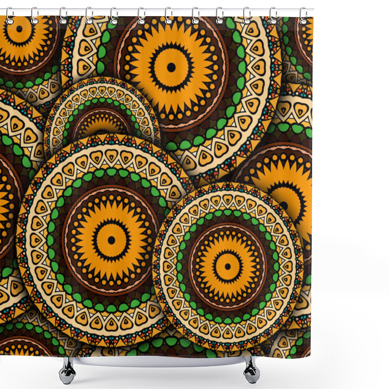 Personality  Seamless Pattern With Bright Circular Ornament Shower Curtains