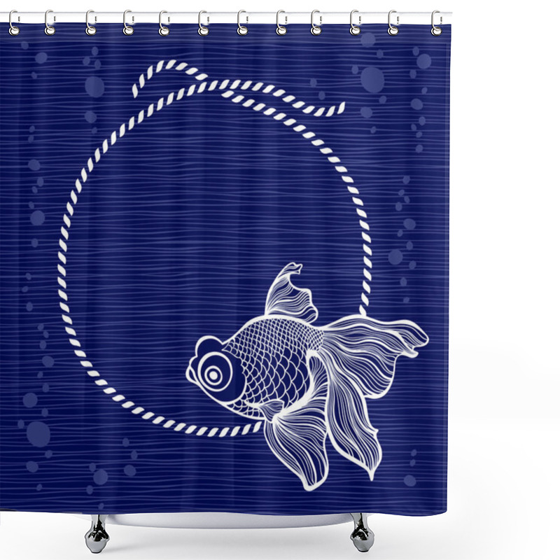 Personality  Frame With Rope And Fish Shower Curtains