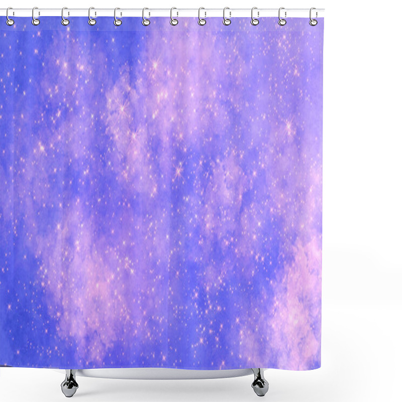 Personality  Blue Saturated Magenta Space Bright Festive Magic Background With Many Stars And Clouds. Universal Festive Cheerful Positive Background. Shower Curtains