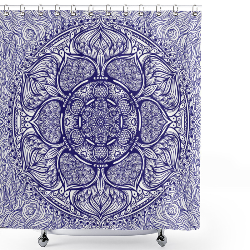 Personality  Vector Ornamental Mandala Inspired Ethnic Art, Patterned Indian  Shower Curtains