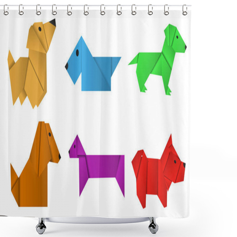 Personality  Set Of Paper Origami Dogs. Symbol Of The Year 2018. Shower Curtains