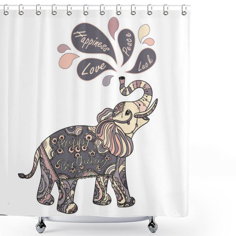 Personality  Stylized Fantasy Patterned Elephant Shower Curtains