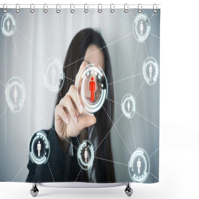 Personality  Social Network On Futuristic Screen Shower Curtains