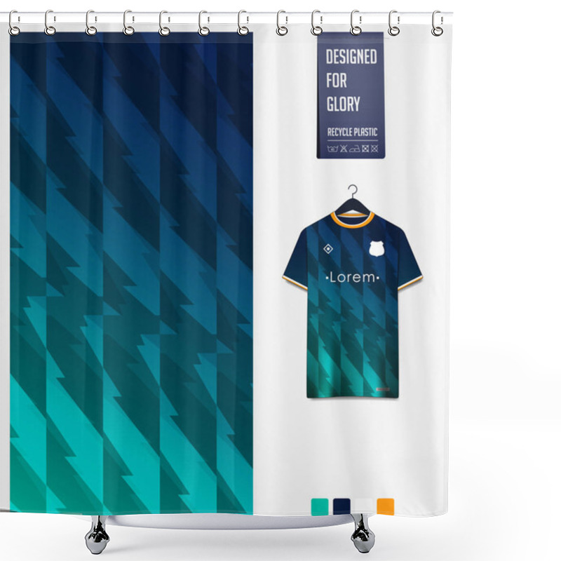 Personality  Soccer Jersey Pattern Design. Zig Zag Pattern On Green Background For Soccer Kit, Football Kit, Bicycle, E-sport, Basketball, T-shirt Mockup Template. Fabric Pattern. Abstract Background. Vector Illustration. Shower Curtains