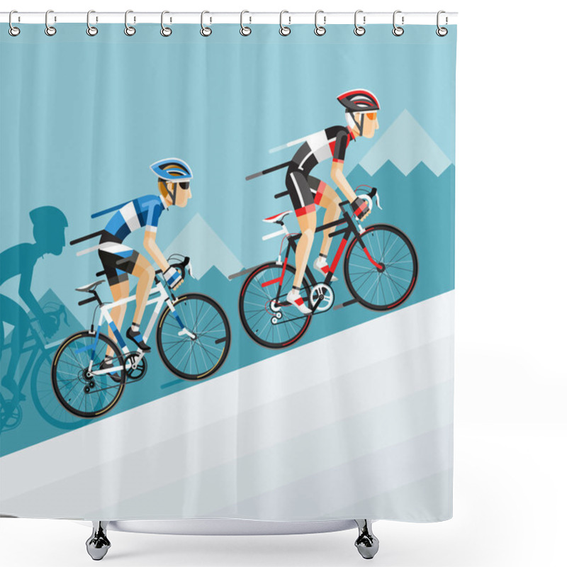 Personality  Group Of Cyclists Man In Road Bicycle Racing Go To The Mountain. Shower Curtains