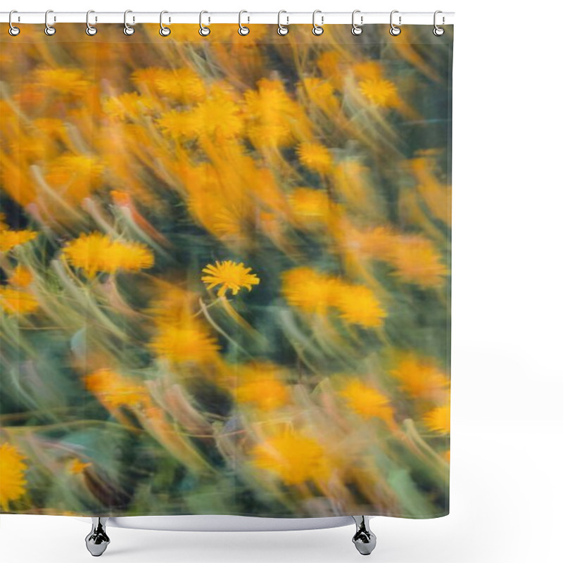 Personality  A Vibrant Swirl Of Yellow Flowers In A Dreamy Garden Setting. Shower Curtains