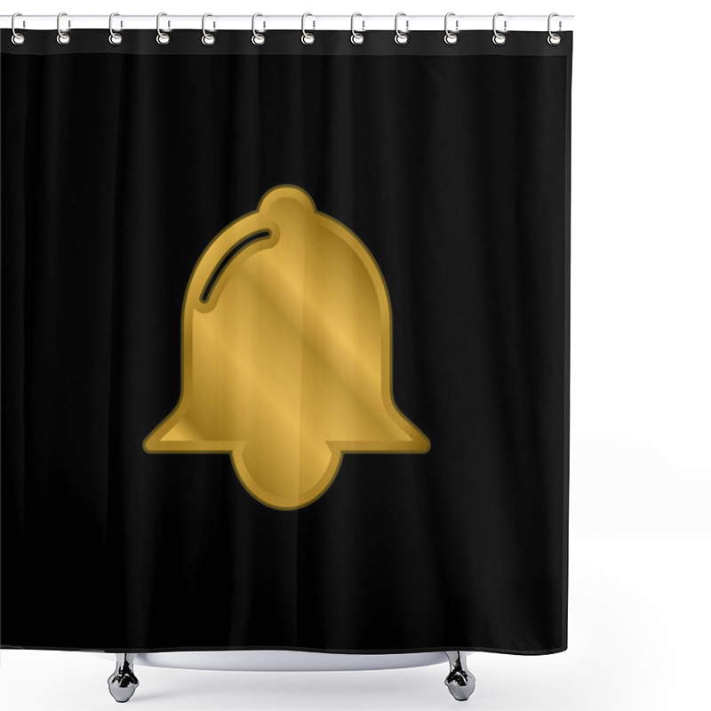 Personality  Bell Black Shape Gold Plated Metalic Icon Or Logo Vector Shower Curtains