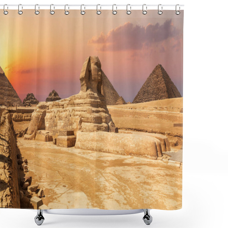 Personality  The Sphinx And The Pyramids, Beautiful Close Sunset View, Egypt Shower Curtains