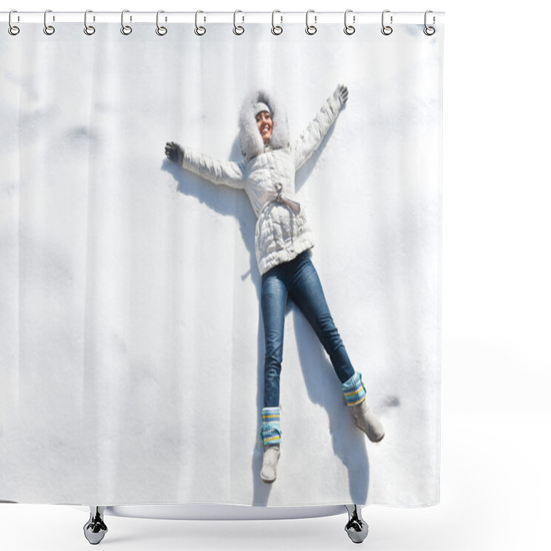 Personality  Woman On Snow Shower Curtains