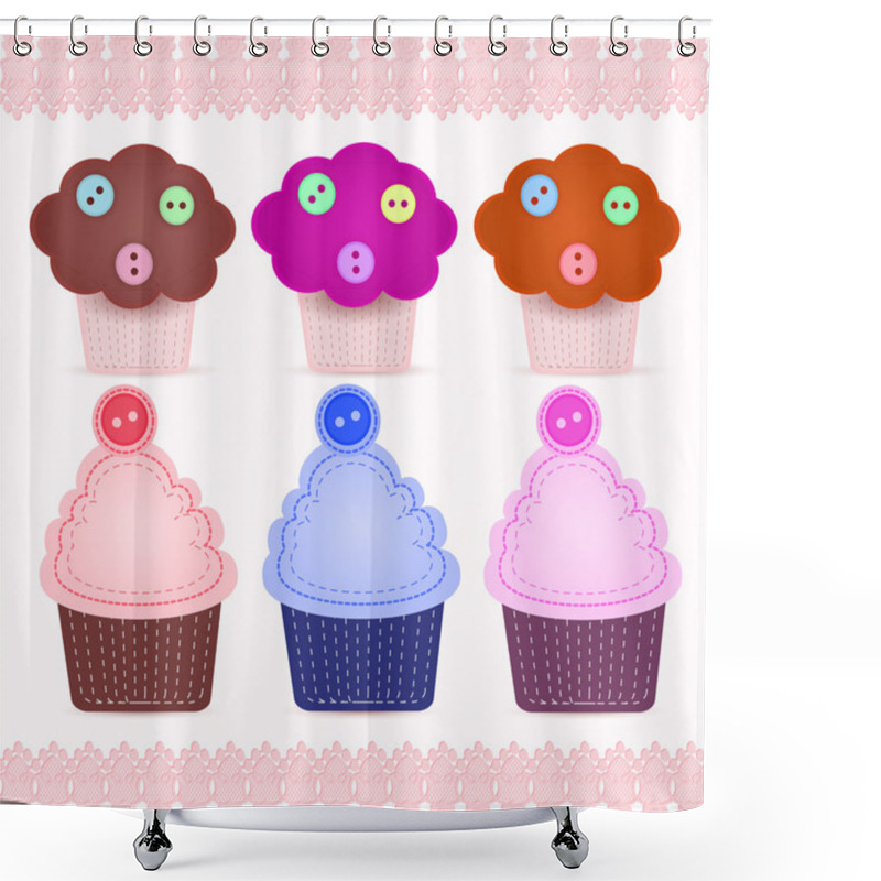 Personality  Set Of Cute Cupcakes Shower Curtains