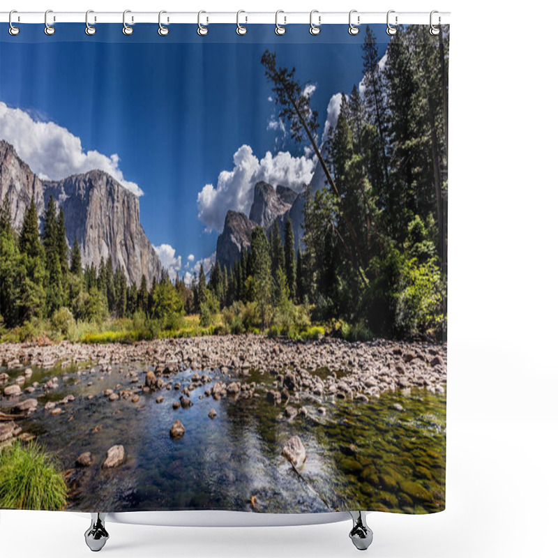 Personality  World Famous Rock Climbing Wall Of El Capitan, Yosemite National Park, California, Usa Shower Curtains