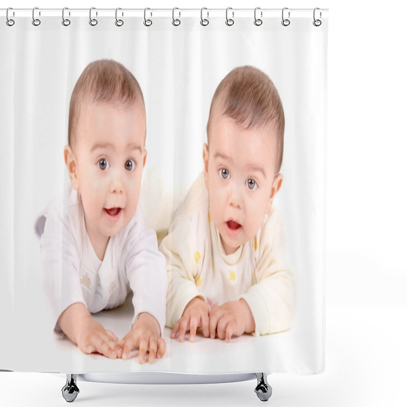 Personality  Twin Babies Shower Curtains