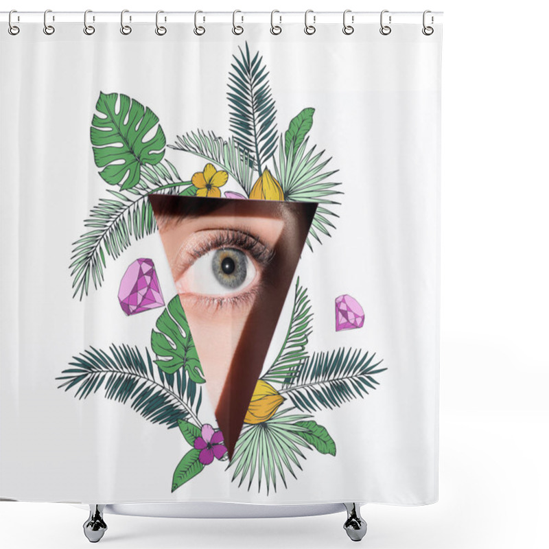 Personality  Woman Looking Out Of Hole Shower Curtains