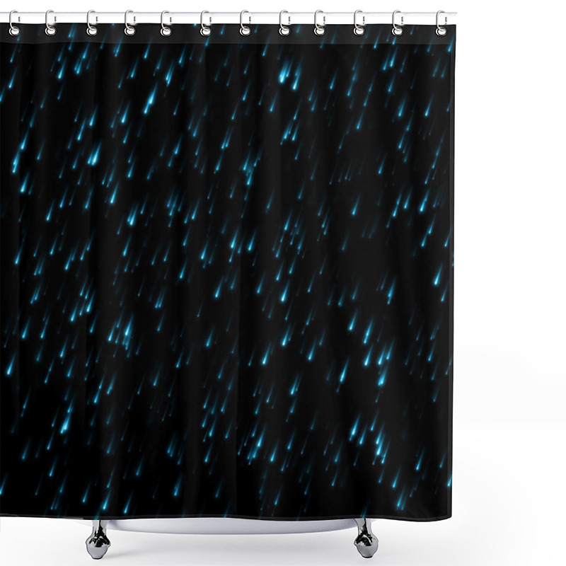 Personality  Rain Blue Drops On Black Background. Shower Curtains