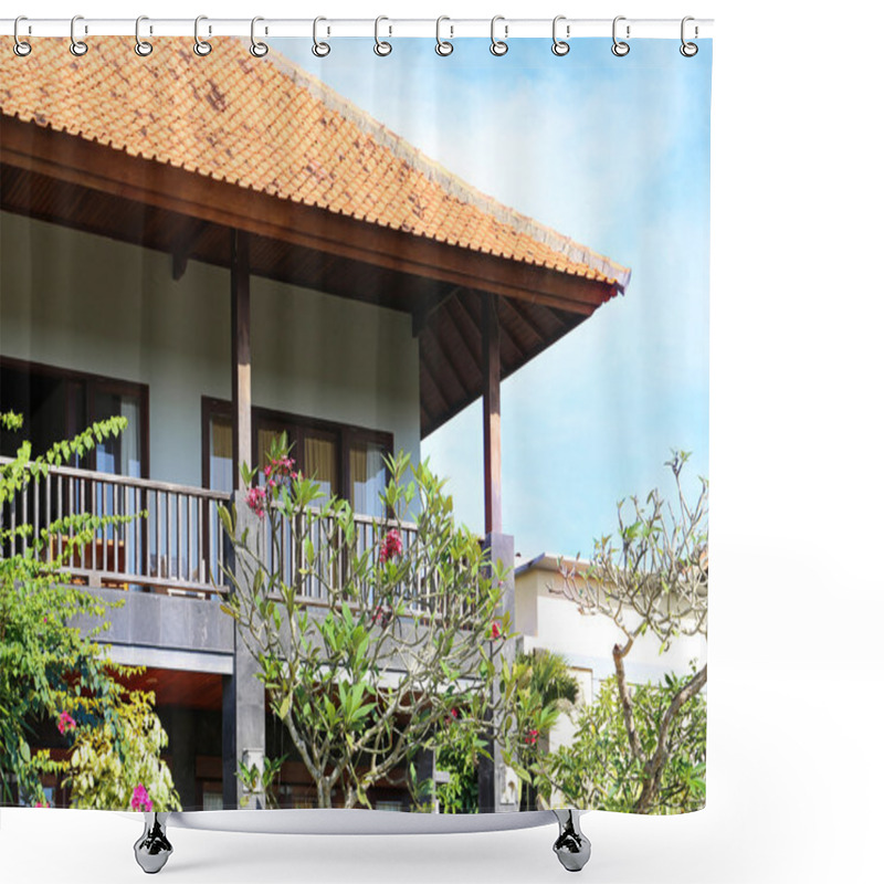 Personality  Beautiful House With A Balcony Shower Curtains