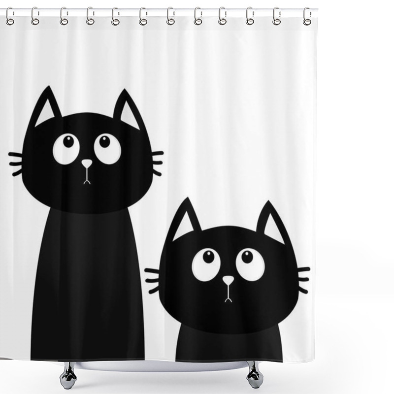 Personality  Two Black Cats Looking Up Shower Curtains