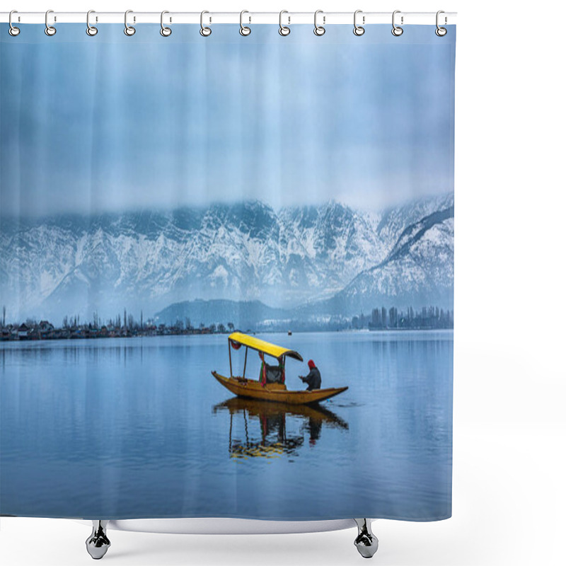 Personality  A View Of Dal Lake In Winter, And The Beautiful Mountain Range In The Background In The City Of Srinagar, Kashmir, India. Shower Curtains