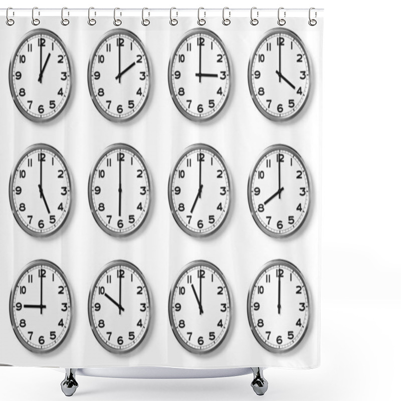 Personality  Set Of Wall Clocks Shower Curtains