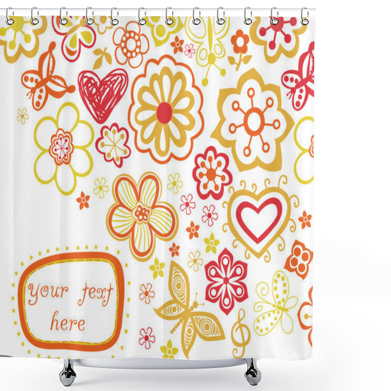 Personality  Floral Background With Frame For Your Text In Autumn Theme Shower Curtains