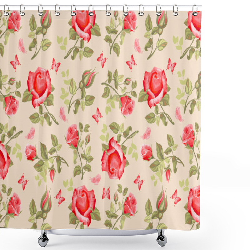 Personality  Retro Flower Card- Roses Shower Curtains