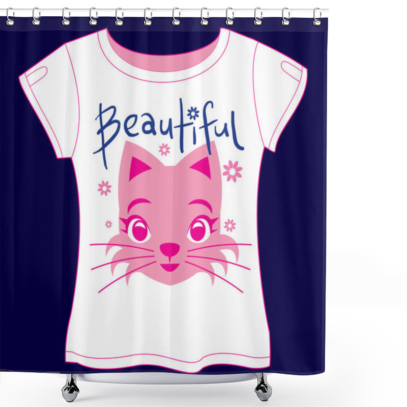 Personality  Beautiful Cat T-shirt Shower Curtains