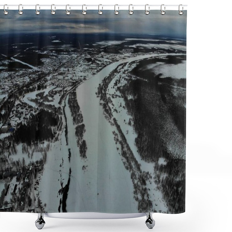 Personality  Aerial Landscape In Winter Season Shower Curtains