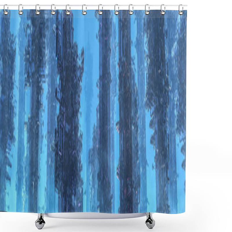 Personality  Space Colony Towers Panorama / 3D Illustration Of Dark Futuristic City Shrouded In Mist Shower Curtains