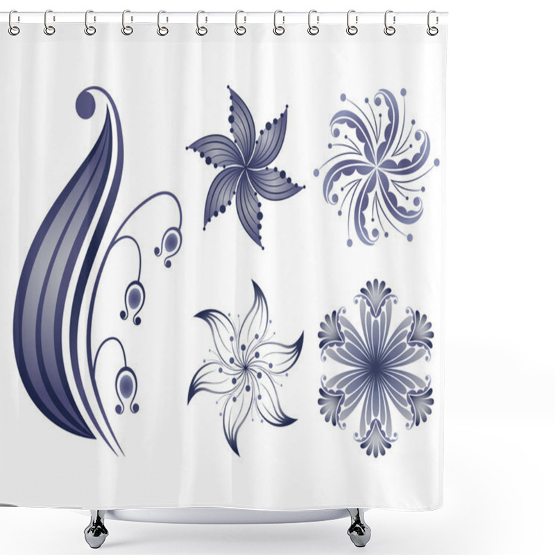 Personality  Vector Collection Of Design Flowers Shower Curtains