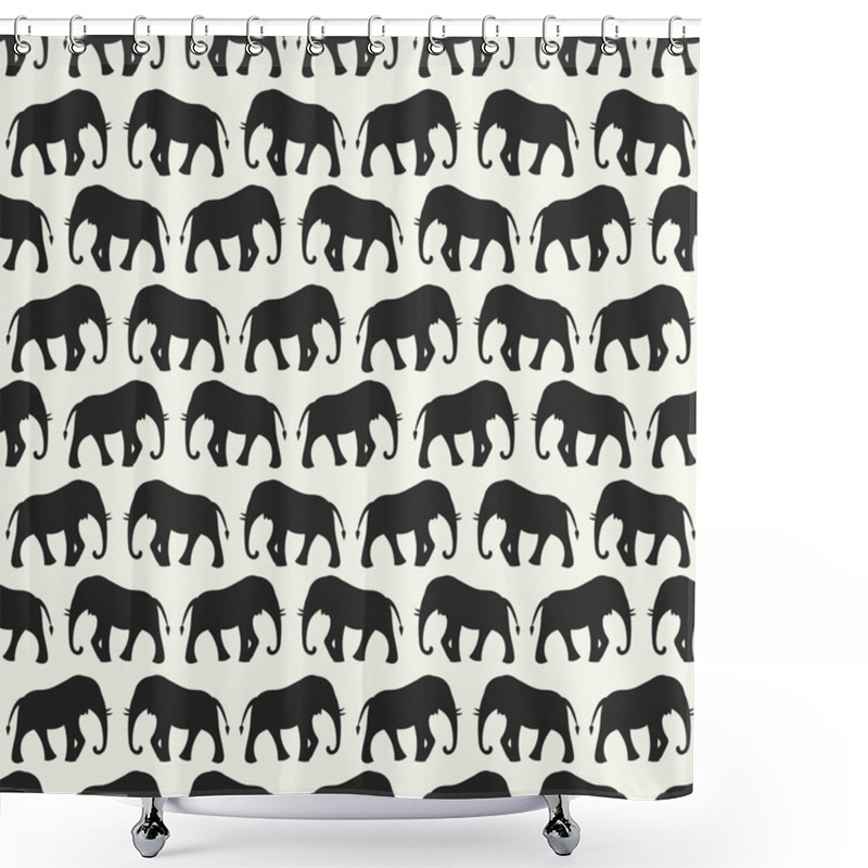 Personality  Animal Seamless Vector Pattern Of Elephant Shower Curtains