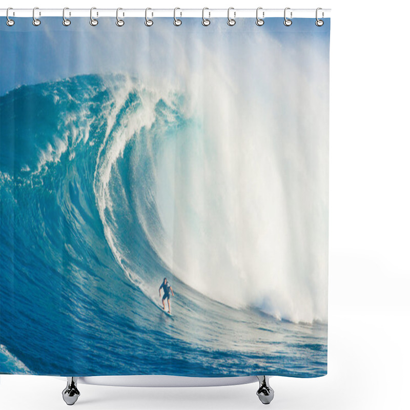 Personality  MAUI, HI - MARCH 13: Professional Surfer Billy Kemper Rides A Gi Shower Curtains