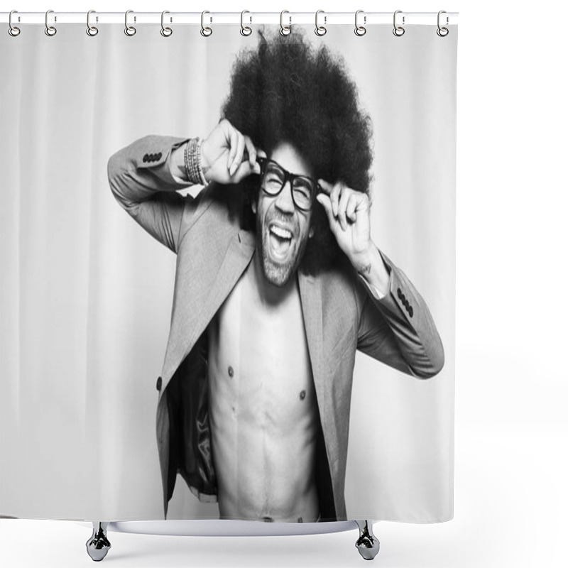 Personality  Portrait Of A Happy Man With Expressions Shower Curtains