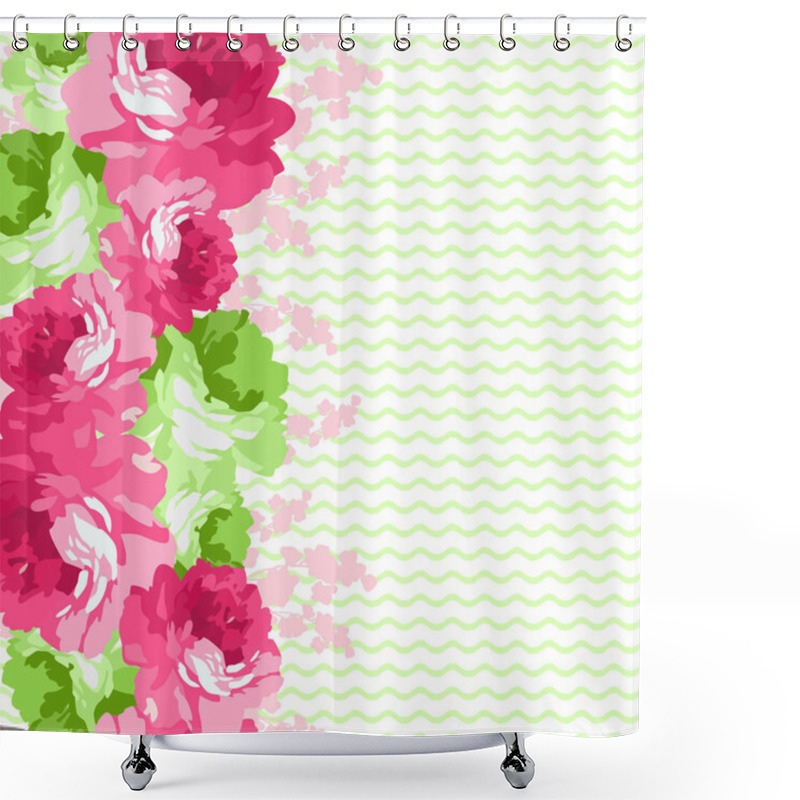 Personality  Floral Pattern With Pink  Roses Shower Curtains