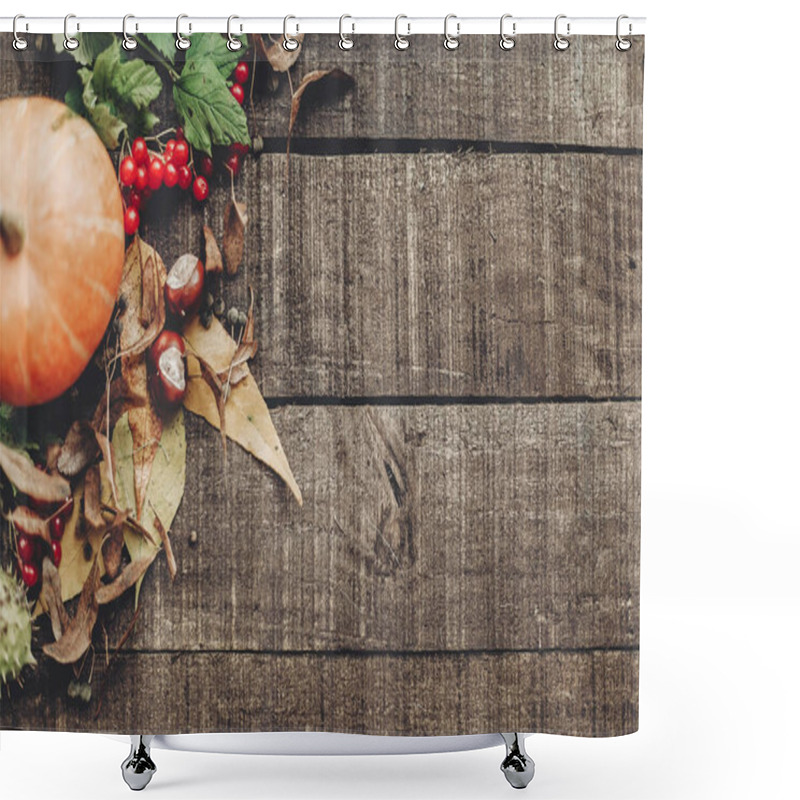 Personality  Autumn Card With Orange Pumpkin Shower Curtains