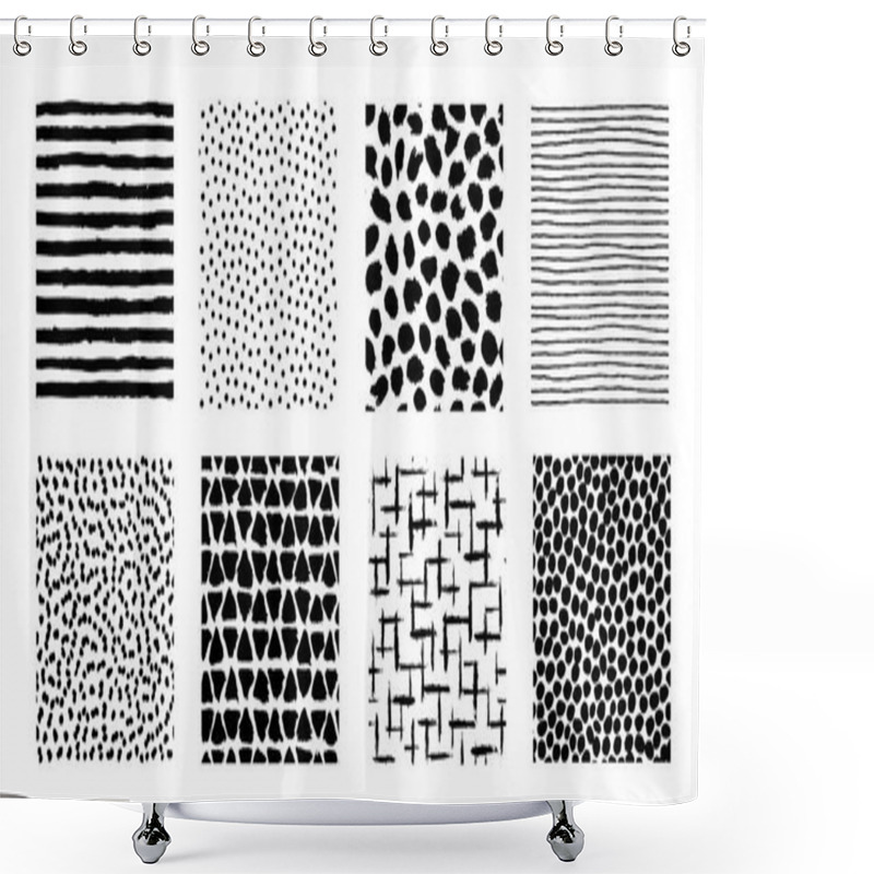 Personality  Irregular Brush Strokes Patterns. Seamless Hand Drawn Painted Lines Shower Curtains