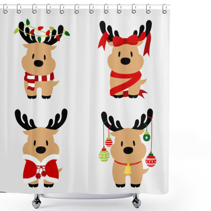 Personality  Christmas Reindeer Cartoon Collection Shower Curtains