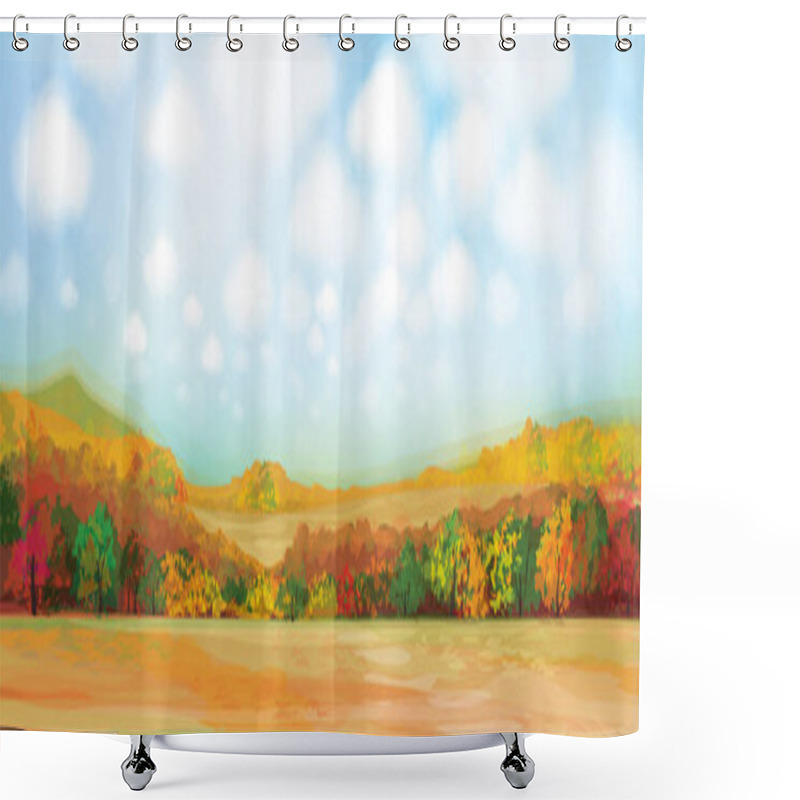 Personality  Vector Autumnal Nature Background.  Autumn Landscape. Shower Curtains