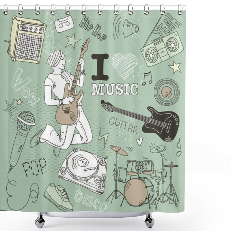 Personality  Music Doodles Shower Curtains